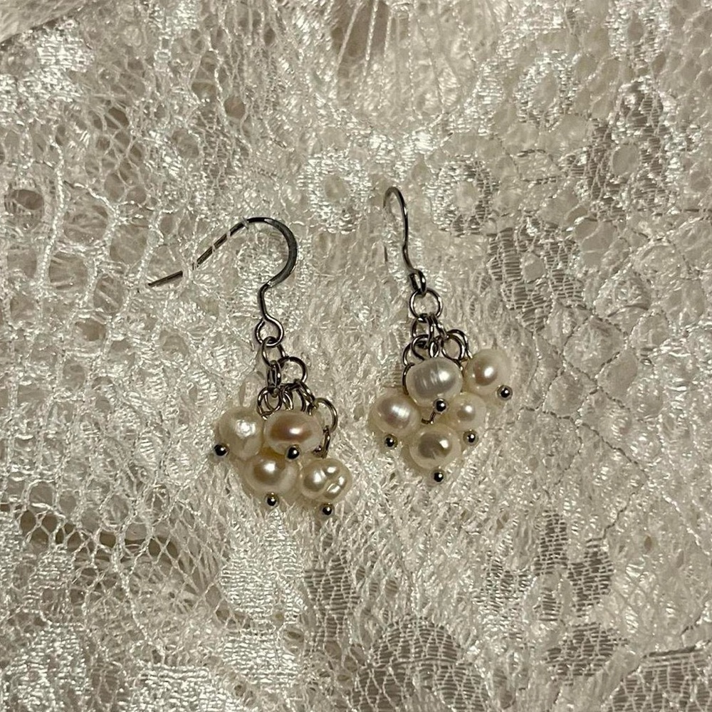 Hand Made Pearl Chandelier Earrings